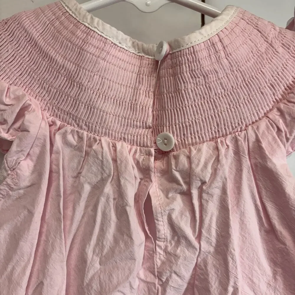 Lil Cactus smocked bunny Easter bubble romper light pink size 6-12 Months